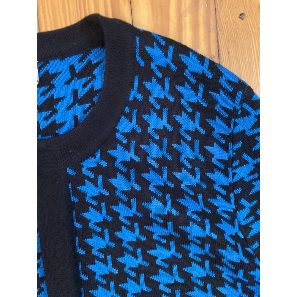 Kim‎ Rogers Cardigan Sweater Large  Blue Black Hounds Tooth Print Womens - Picture 3 of 7